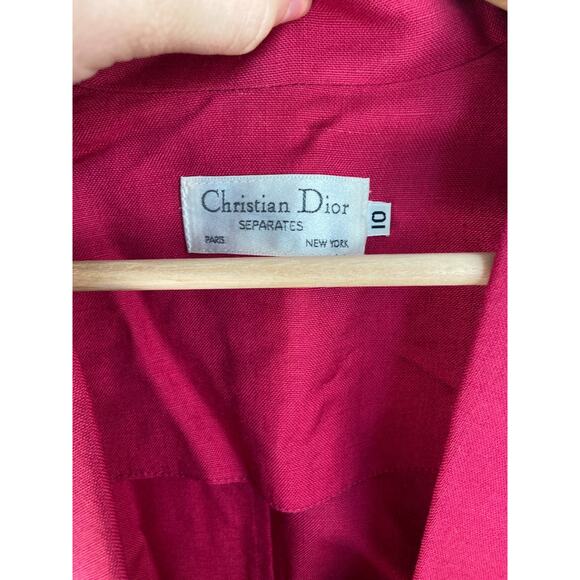 Vintage Christian Dior Skirt Suit 100% Blazer Sz 10 Skirt Sz 12 Pink USA - Picture 3 of 9